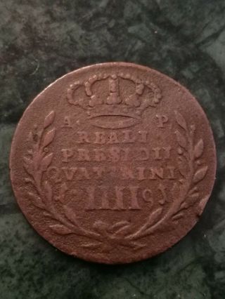 Very Rare Italy Italia Naples Ferdinan Vi 1791 Ap 4 Quatrini Ae Coin