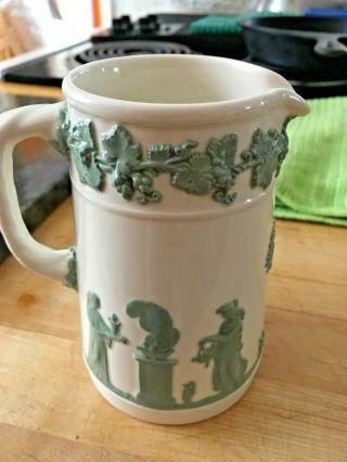 Wedgwood Queensware Rare Green On White Reverse 4.  75 " Pitcher Creamer
