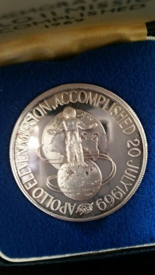 Rare 1969 Apollo 11 Mission Accomplished Commemorative Medal,  1 Oz Silver