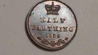 1852 Half - Farthing.  Choice Unc.  Tone.  Some Lustre.  Rare Thus.  Victoria.  British.