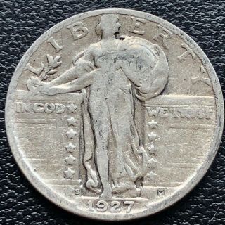 1927 S Standing Liberty Quarter 25c San Francisco Circulated Rare 18941