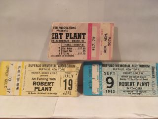 Led Zeppelin Robert Plant Concert Ticket Stubs Set Of 3 Box Office Rare Stubs
