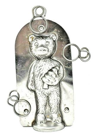 Rare Metal Teddy Bear Chocolate Mold With Clips - Exc Cute And Scarce
