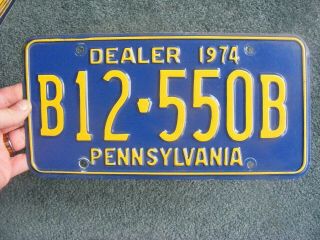 Rare Vintage Pennsylvania Auto Dealer License Plate 1974 - Licence Plate