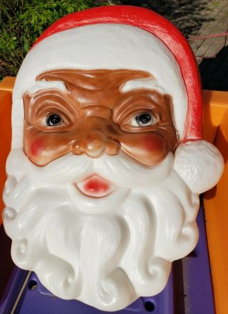 24 " Empire Black African American Santa Claus Face Blow Mold Flat Back Rare