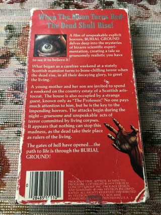Burial Ground VHS rare horror zombies gore Vestron Video 2