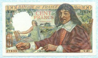France 100 Francs 1944 P101 Unc No Pinholes Rare