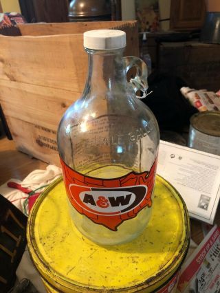 Rare A And W Root Beer Half Gallon Syrup Bottle