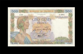 1.  10.  1942 Banque De France 500 Francs Rare ( (aunc))