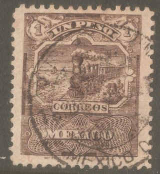 Mexico 1897 - 8 Train Fine Stamp (back Signed J.  T.  & Cie. ) Rare