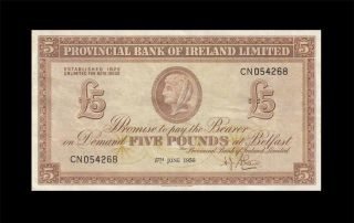 1956 Northern Ireland Belfast 5 Pounds Rare ( (ef))