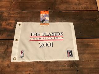 Rare 2001 Pga Tpc Sawgrass The Players Championship Flag - Tiger Woods,  Ticket