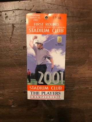 RARE 2001 PGA TPC Sawgrass The Players Championship Flag - TIGER WOODS,  Ticket 2