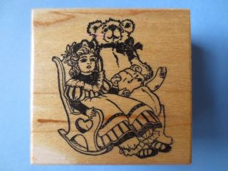 Rubber Stamp Rare Psx 1986 Victorian Doll & Teddy Bears Htf
