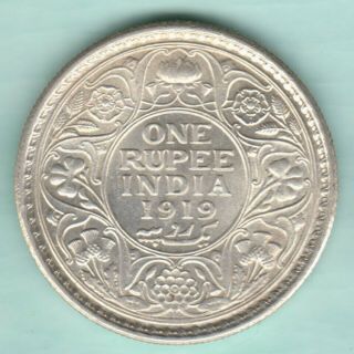 British India - 1919 - King George V Emperor - One Rupee - Rare Silver Coin