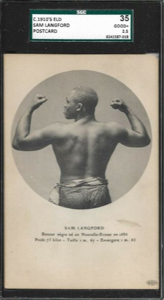 Sam Langford Rare 1910 Eld Boxing Postcard France Back Sgc Jack Johnson