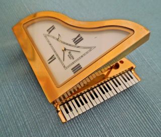 Bulova Quartz Small Desk Clock Miniature Decorative Rare Grand Piano Mn - 952