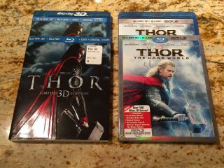 Thor - Thor Dark World - 3d Blu Ray Marvel Limited Edition W/ Rare Oop Slipcover