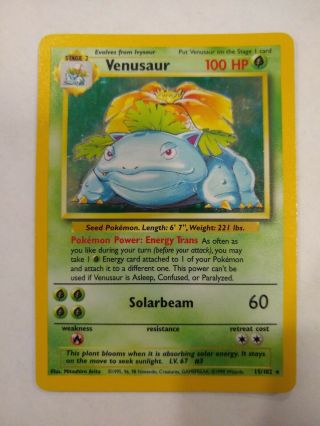 Pokemon Venusaur Base Set 15/102 Holo Rare Nm - Lp Vintage Card