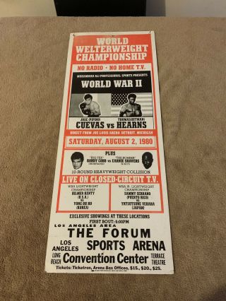 1980 Vintage Boxing Poster Pipino Cuevas Vs.  Thomas Hearns Ultra Rare