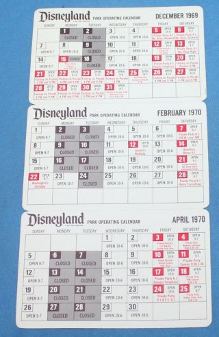 Rare Vintage Disneyland Cast Member Calendar December 1969 Thru May 1970