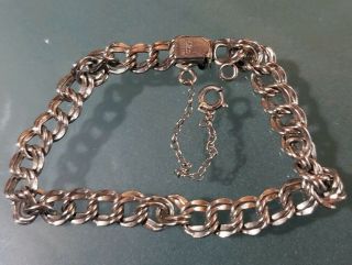 Vintage Rare Elco Sterling Silver Charm Bracelet Chain W/safety Chain