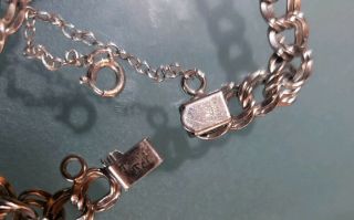 Vintage Rare Elco Sterling Silver Charm Bracelet Chain w/Safety Chain 2