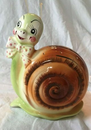 Rare Vintage Enesco Snappy Snail W Pink Bow Hor D 