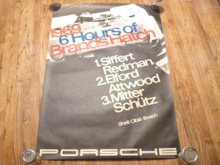 Porsche Racing Poster: 1969 - 6 Hours Of Brands Hatch,  Rare,  33 " X 46.  5