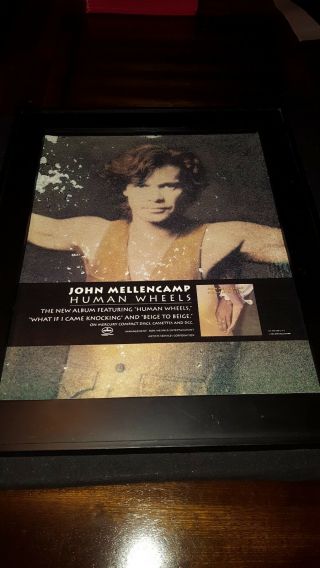 John Mellencamp Human Wheels Rare Promo Poster Ad Framed