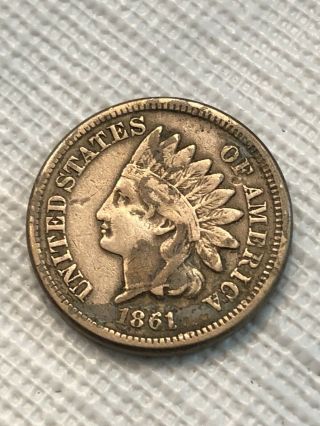 1861 Indian Head One Cent Coin - Rare Key Date