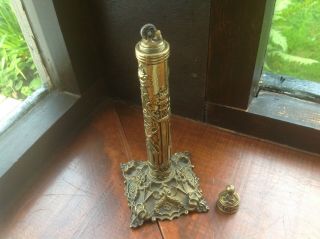 Rare Trench Art Cigarette Lighter,  Candlestick Design,  Gothic Windows 2