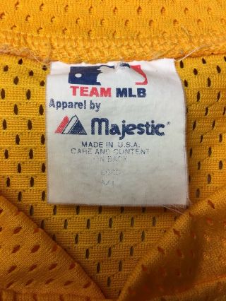 Baltimore Orioles Vintage Baseball Jersey Majestic Mens XL MLB Ultra RARE Yellow 3
