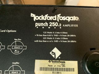 Rockford Fosgate Punch Power 250.  2 Amplifier w/ endcaps Old School Power Rare 2
