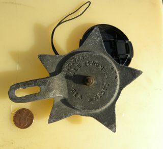 RARE ANTIQUE POLICE CAR STAR BADGE AUTO LICENCE TOPPER W/RED GLASS REFLECTOR 2
