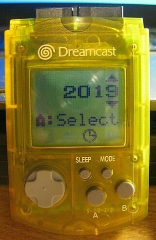 Sega Dreamcast Yellow Vmu Visual Memory Unit Memory Card Rare Batteries Read