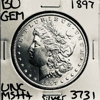 1897 Bu Gem Morgan Silver Dollar Unc Ms,  U.  S.  Rare Coin 3731