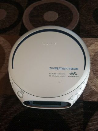 Sony Walkman D - Fj210 Portable Cd Player Tv/weather/fm/am Radio Rare Vintage Euc