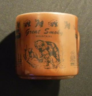 Rare Tennessee 1947 Great Smoky Mountains Federal Glass Brown Black Bear Mug Ups