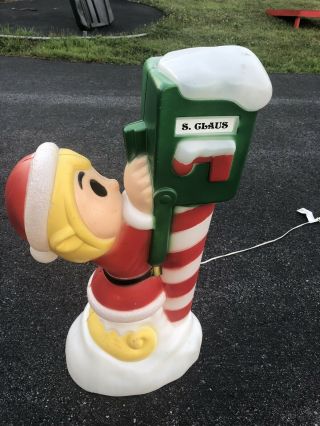 Vtg General Foam & Plastics Blow Mold Elf With Santa Claus Mailbox Rare