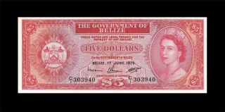 1.  6.  1975 British Colony Belize / Honduras $5 Rare ( (ef,  /aunc))