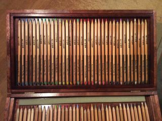 72 All Different,  Rare,  & Hardly Karisma Colour Pencils in Wooden Box 2