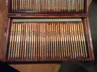 72 All Different,  Rare,  & Hardly Karisma Colour Pencils in Wooden Box 3