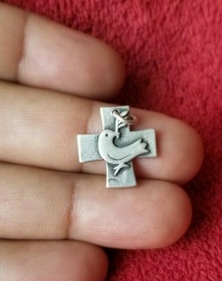 James Avery sterling silver 925 rare Dove w/ Olive branch cross Charm Pendant 6
