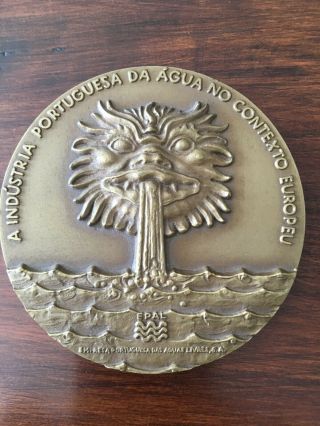 Rare Antique Bronze Medal Of Portuguese Water Industry