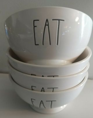 Rae Dunn By Magenta L/l “eat” Bowls Set Of 4 Htf Rare