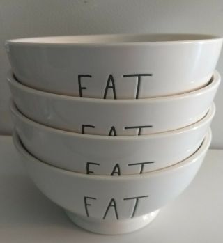Rae Dunn by Magenta L/L “EAT” Bowls SET of 4 HTF Rare 2