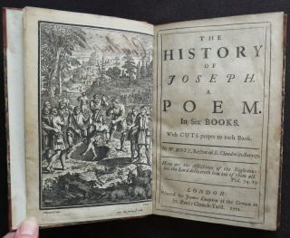 V Rare History Of Joseph Poem 1712 William Rose Genesis Engraved Plates Bible