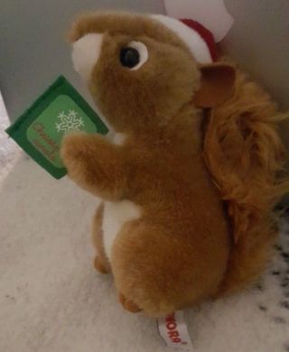 Aurora Holding Christmas Carols Book Xmas Hat Squirrel 6 " Plush Cute Rare Vhtf