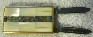 Vintage Rare Pocket Knife,  Nail File Money Clip,  Mother Of Pearl,  Albacore,  Japan